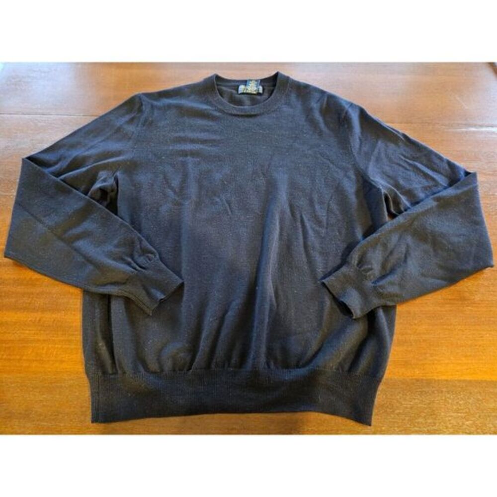 Joseph & Lyman Men's Sweater‎ 100% Merino Wool Crewneck Navy Blue Size Large